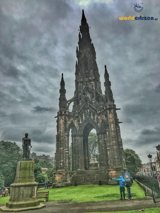 Scott monument, at Princess Street in Edinburgh, Scotland.